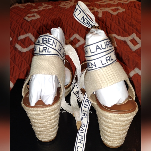 Ralph Lauren Leather Espadrille Wedges - Picture 6 of 11